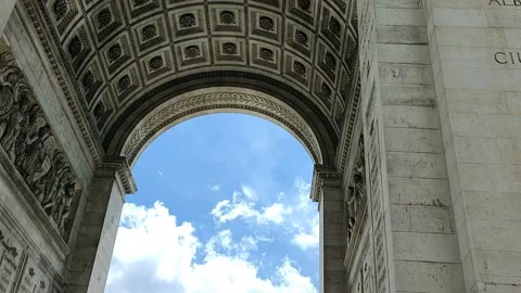 Arc de Triomphe - in Paris, inside view Stock Footage 154796162