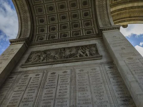 Arc de Triomphe in Paris, inside view 스톡 사진