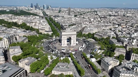 Arc De Triomphe At Paris Island Of France France. Paris Skyline Surrounded By To Stock Footage 309493098