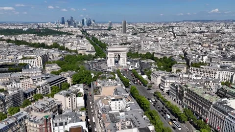 Arc De Triomphe At Paris Island Of France France. Paris Skyline Surrounded By To Stock Footage 309497416