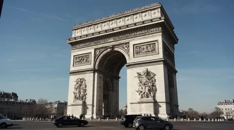 Arc de Triomphe Paris monument, France - tilt up Stock Footage 47802350