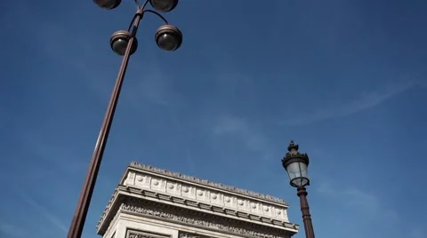 Arc de Triomphe, Paris monument  - tilt down Stock Footage 47853343