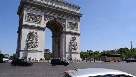 Arc de triomphe Paris roundabout Stock Footage 149054185