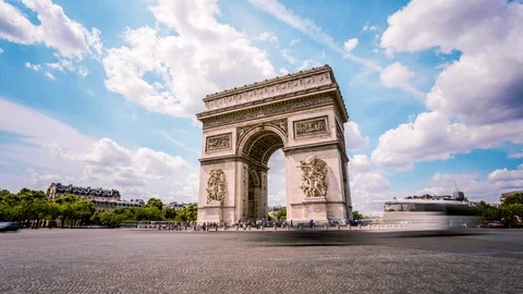 Arc de Triomphe in Paris time lapse Vídeo Stock 119028259