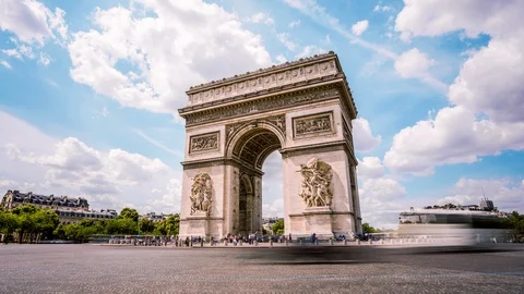 Arc de Triomphe in Paris time lapse 스톡 동영상 119028289