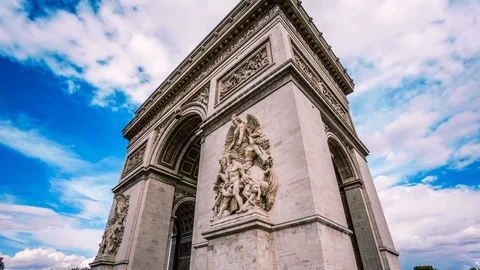 Arc de Triomphe in Paris time lapse Stockbeeldmateriaal 119034724