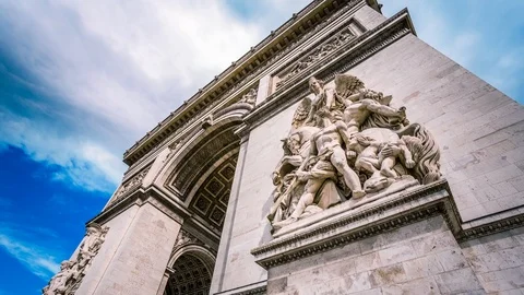 Arc de Triomphe in Paris time lapse Stockbeeldmateriaal 119034774