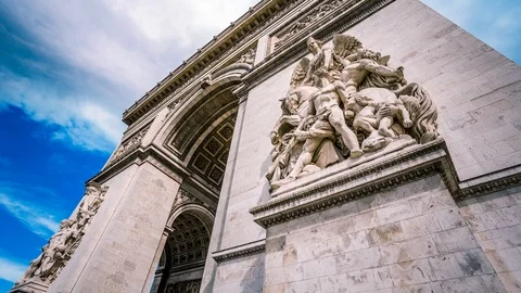 Arc de Triomphe in Paris time lapse Stockbeeldmateriaal 119034810