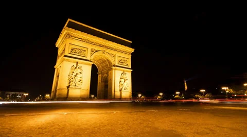 Arc de triomphe, Paris timelapse video Stock Footage 31035202