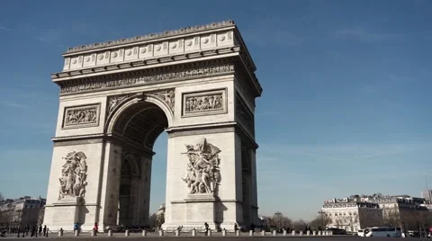 Arc de Triomphe Place de L'etoile, Paris - pan movement Stock Footage 47800332