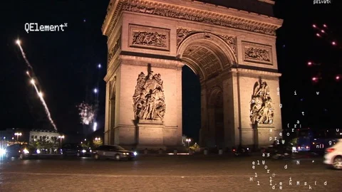 Arc de Triomphe with program codes Stock Footage 108608711