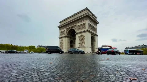 Arc De Triomphe roundabout traffic 2 Stock Footage 232360731