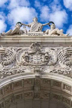 Arc de Triomphe on Rua Augusta in Lisbon Stock Photos