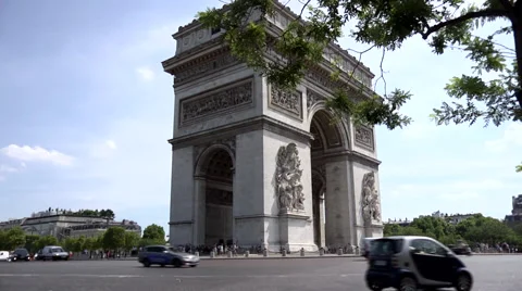 Arc de Triomphe side view daylight Stock Footage 40422062