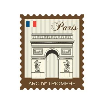 Arc De Triomphe Stamp Illustration