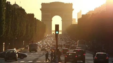 Arc de triomphe at sunset Video stock 10569895