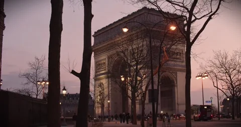 Arc de Triomphe (Sunset) Stock Footage 308021683