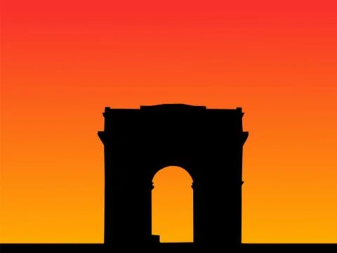 Arc de triomphe at sunset Stock Illustration