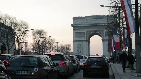 Arc de Triomphe at Sunset - Paris, France Stock Footage 61239634
