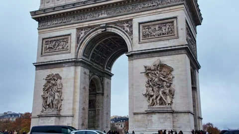 Arc de Triomphe Tilt Down With Traffic Stock Footage 325718518