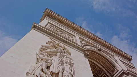 Arc de Triomphe tilt up slow motion Stock Footage 124404406
