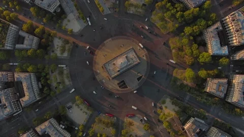 Arc De Triomphe, Top Down, Paris, Landmark, 4k cinematic footage Stock Footage 209898084