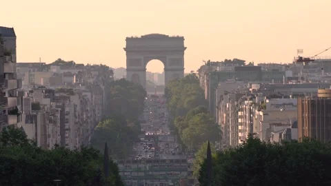 Arc de Triomphe view, Paris Stock Footage 245831980