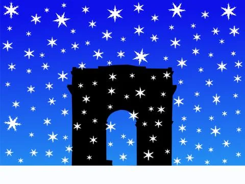 Arc de triomphe in winter Stock Illustration