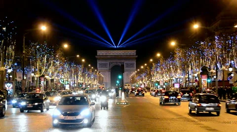 Arc de Triumphe (Arch of Triumph) on Avenue des Champs-Elysees in Paris, France. Video stock 45702197