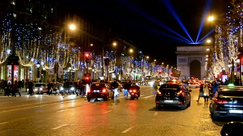 Arc de Triumphe (Arch of Triumph) on Avenue des Champs-Elysees in Paris, France. Stock Footage 45702936