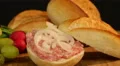 arc dolly around roll bun with onion ground minced pork meat 4k or 4k+ Resolution