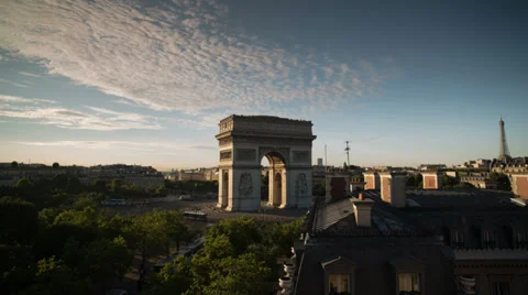 Arc du triomphe at dusk, paris france Stock Footage 30936890