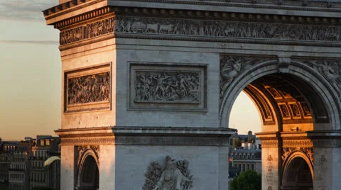Arc du triomphe at dusk, paris france Stock Footage 30937415