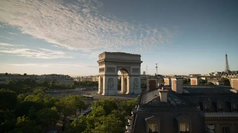 Arc du triomphe dusk, paris france 4k Stock Footage 31977374