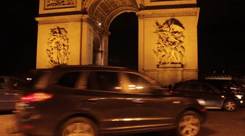 Arc du Triomphe at Night Stock Footage 47207973