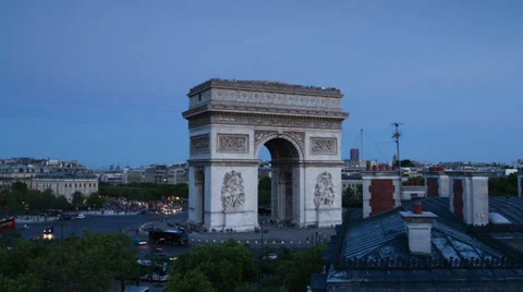Arc du triomphe at sunset, paris france Stock-Footage 30939493