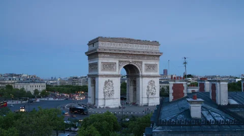 Arc du triomphe sunset, paris france 4k Video stock 31979187