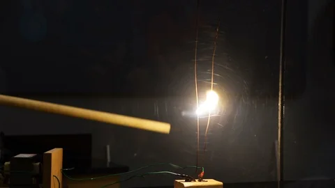 An arc of electricity floats up in this classic science experiment. Stock Footage 112886968