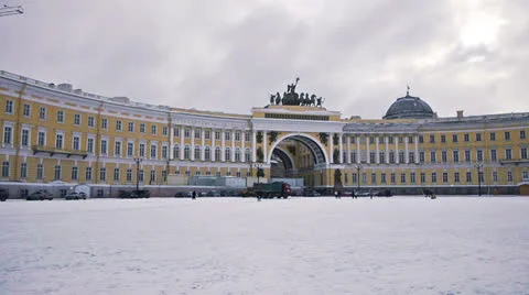Arc of General Stuff on Dvortsovaya square, St. Petersburg, Russia Stock Footage 22563988