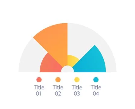 Arc infographic chart design template with four pies Stock Illustration