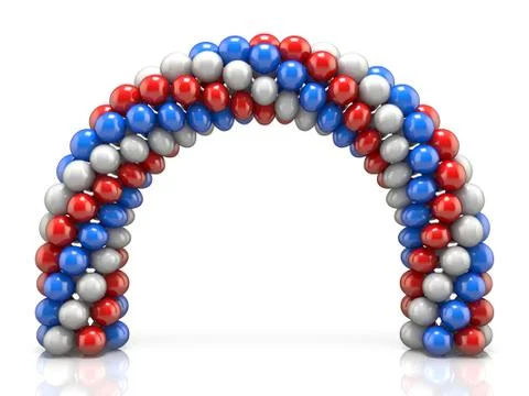Arc made of white, red blue balloons 3D Illustrazione stock
