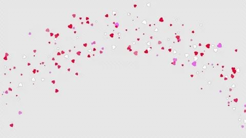 An arc of multicolored hearts appears on a transparent background. Animation of Stock Footage 325078626