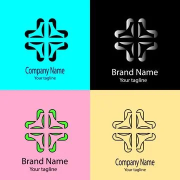 Arc Node Cross logo design Stock Illustration