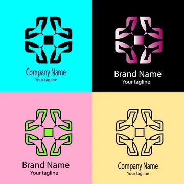 Arc Node Square Cross logo design Stock Illustration