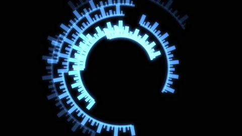 Arc Offset Tribal Audio Reactive Equalizer Blue VJ Loop Animation Video stock 201041394
