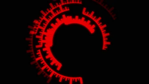 Arc Offset Tribal Audio Reactive Equalizer Red Large VJ Loop Animation 01 Video stock 218995492