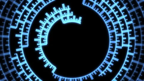 Arc Offset Tribal Audio Reactive Equalizer Blue Large VJ Loop Animation 02 스톡 동영상 305223526