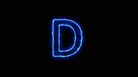 Arc reactor blue light effect Text animation Alphabet D Stock Footage 171217823