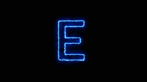 Arc reactor blue light effect Text animation Alphabet E Stock Footage 171217826
