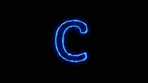 Arc reactor blue light effect Text animation Alphabet C Stock Footage 171217829